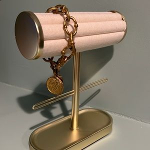 Julie Vos chain link gold large coin charm bracelet.  Fits most.  Adjustable!